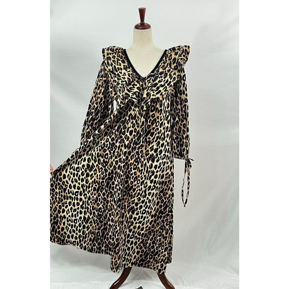DAMSON MADDER Sz 12 UK 8 US Leopard Print Barbs Ruffle Midi Dress - Picture 6 of 12